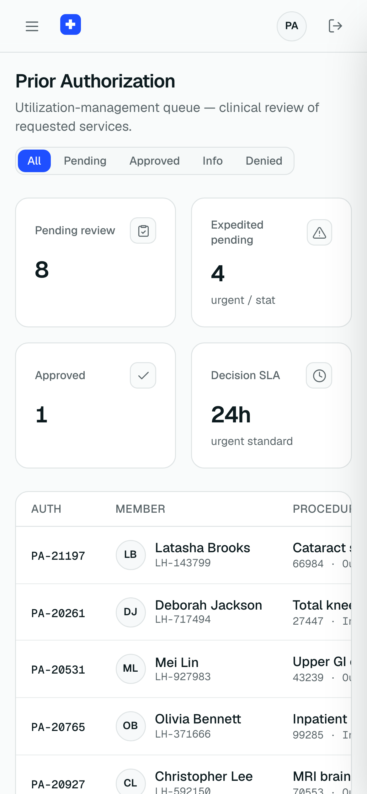 ACM Health prior authorization on mobile